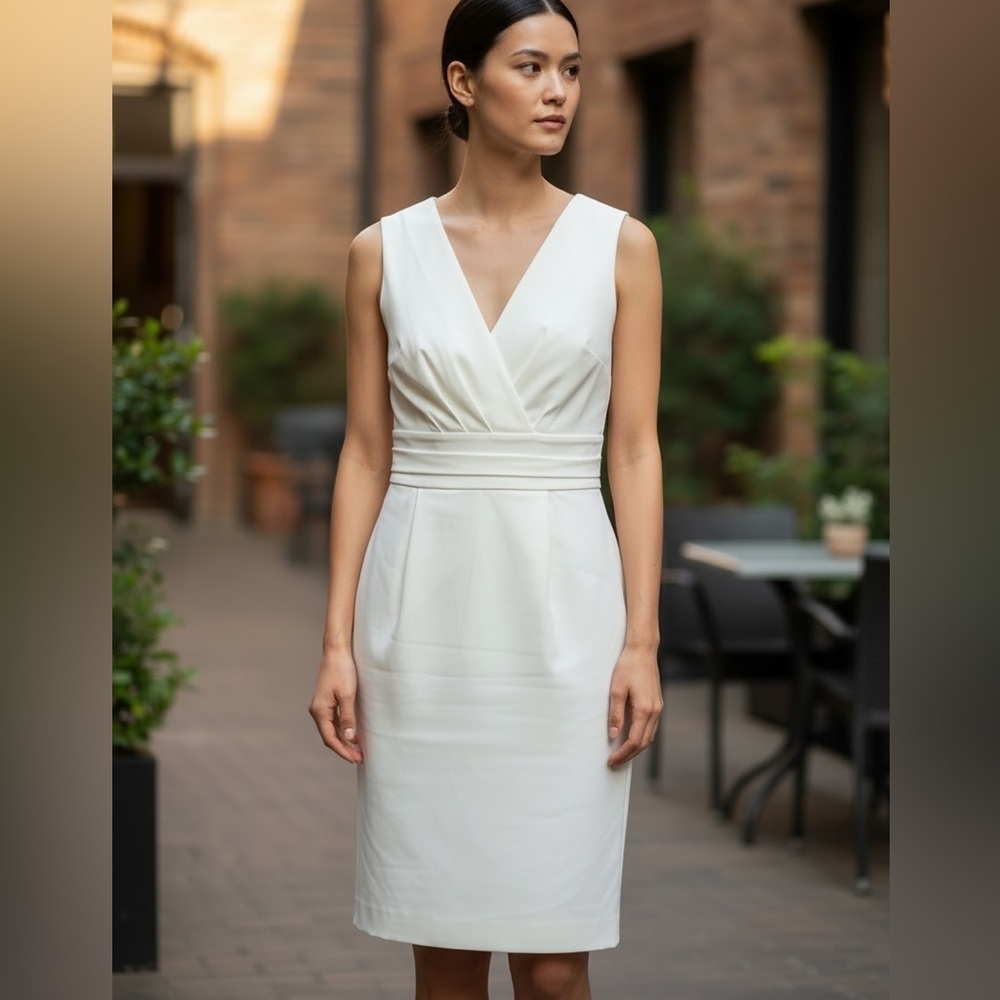 White Dress Canadian Designer Iris Setlakwe Elegant Bridal, Rehearsal Dinner,
